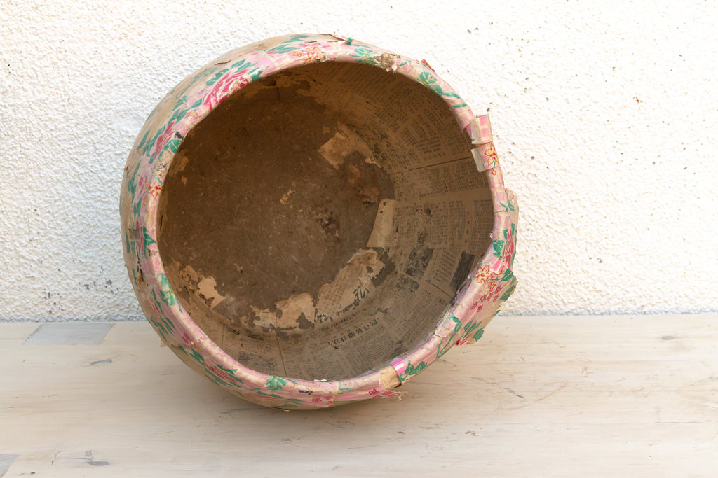 Weathered Rose Paper Mache Basket