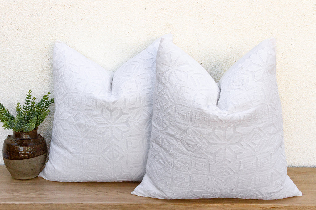 Mogra Mist, Pair of Appliqué Pillow Covers