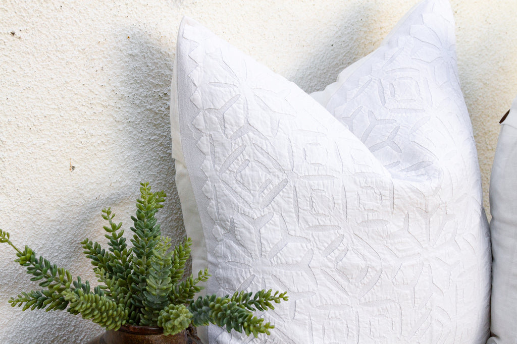 Mogra Mist, Pair of Appliqué Pillow Covers