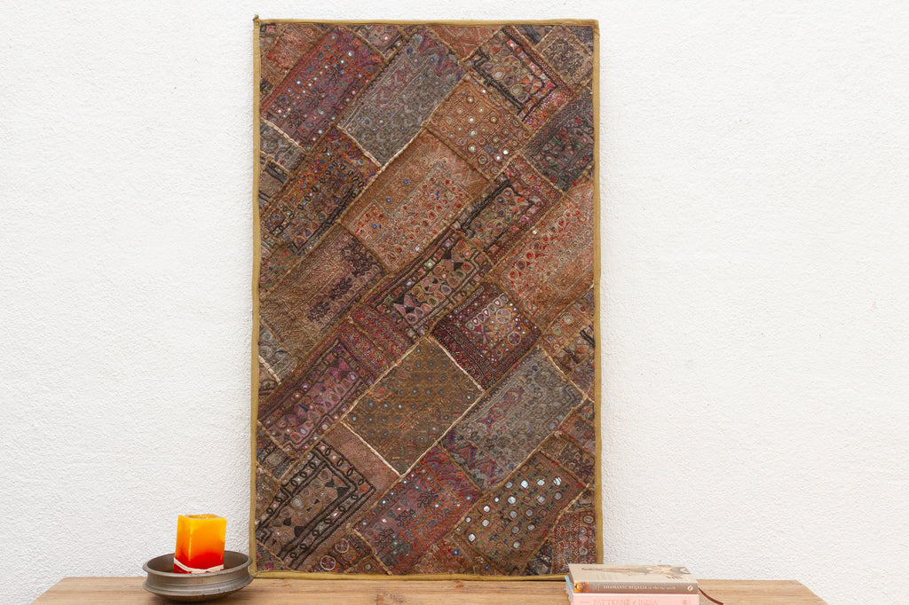 Vintage Bohemian Framed Patchwork Tapestry