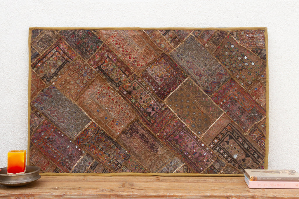 Vintage Bohemian Framed Patchwork Tapestry