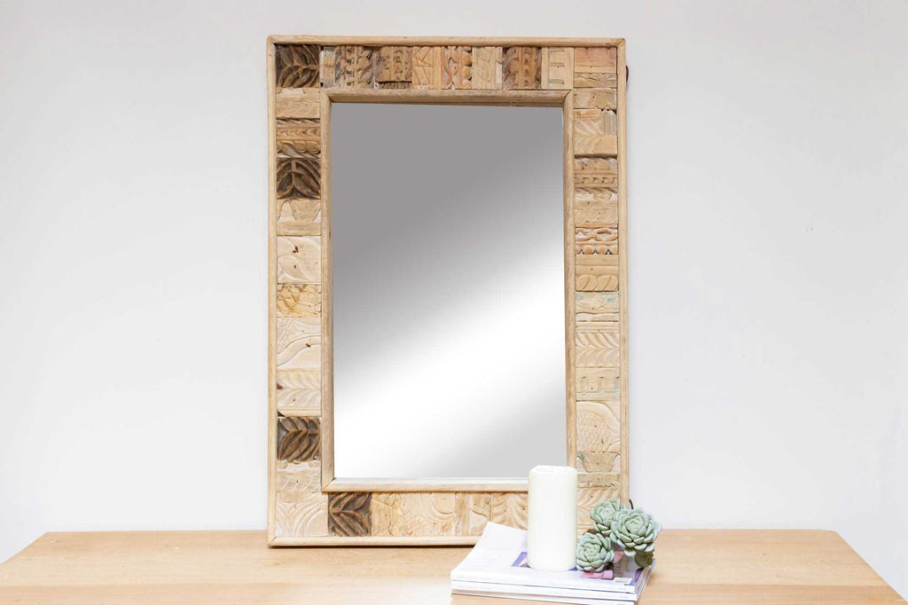 Vintage Tribal Carved Wall Mirror
