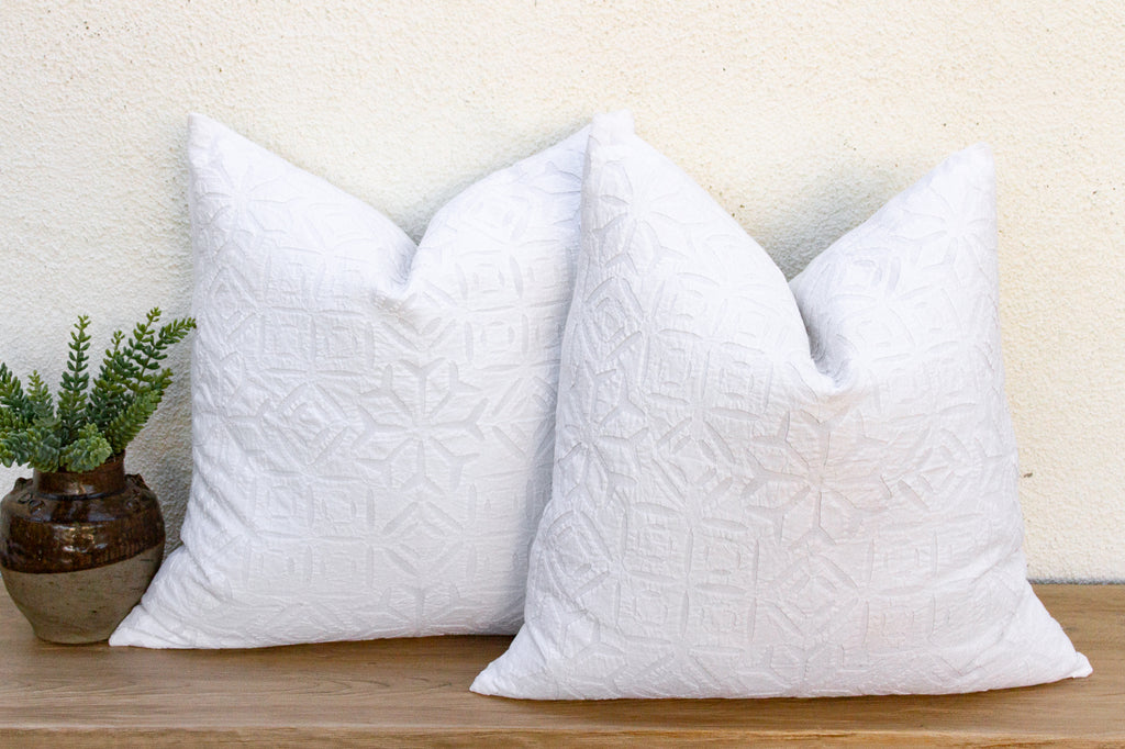 Lattice Flower, Pair of Appliqué Pillow Covers