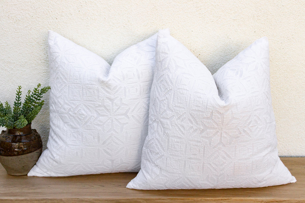 Lattice Flower, Pair of Appliqué Pillow Covers