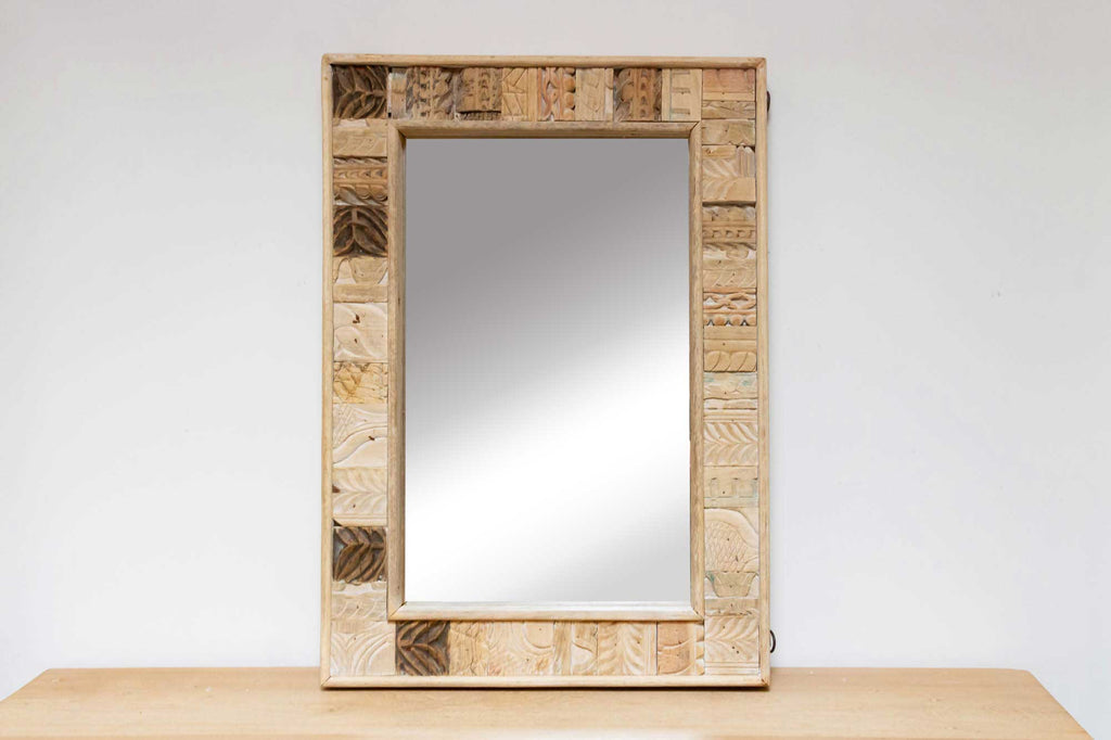 Vintage Tribal Carved Wall Mirror
