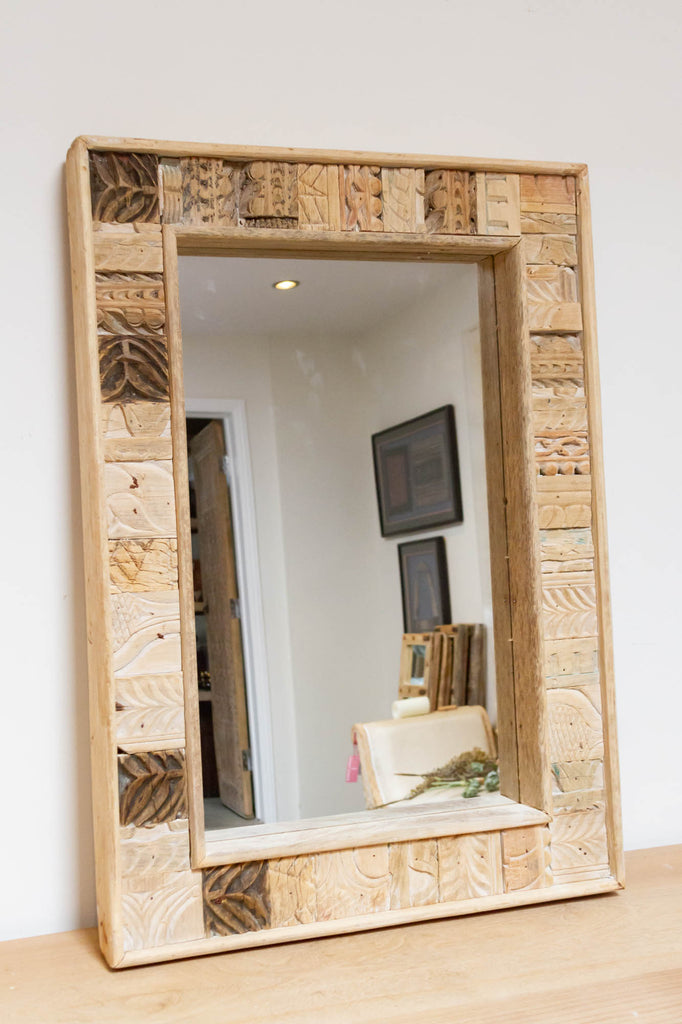 Vintage Tribal Carved Wall Mirror