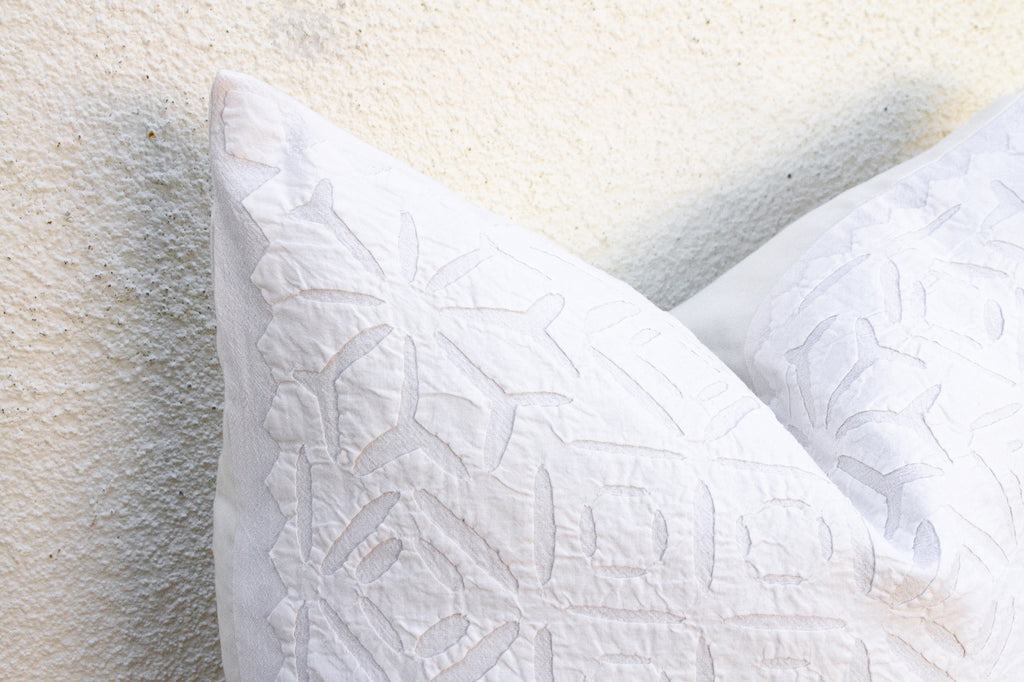 Lattice Flower, Pair of Appliqué Pillow Covers