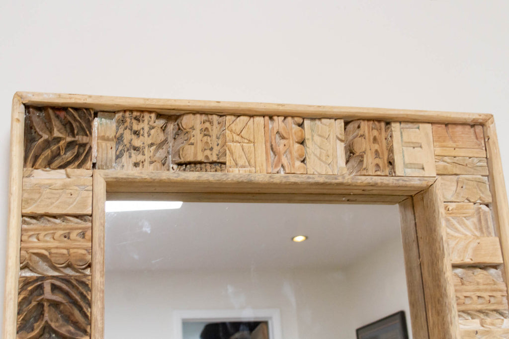 Vintage Tribal Carved Wall Mirror