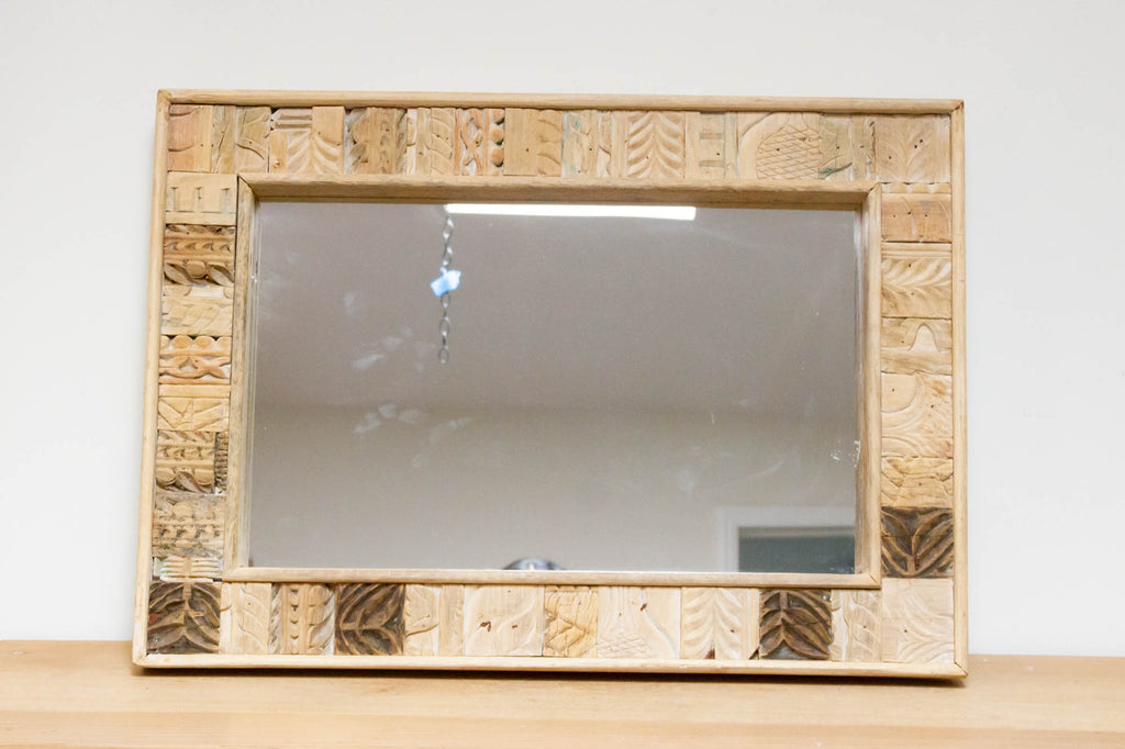 Vintage Tribal Carved Wall Mirror