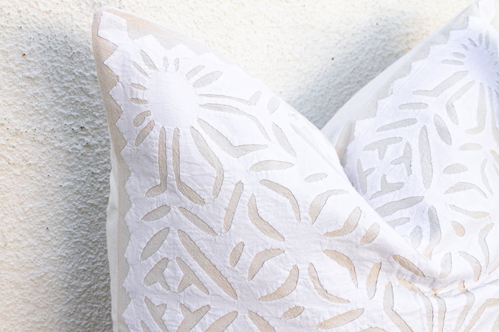 Ivory Flora, Pair of Appliqué Pillow Covers