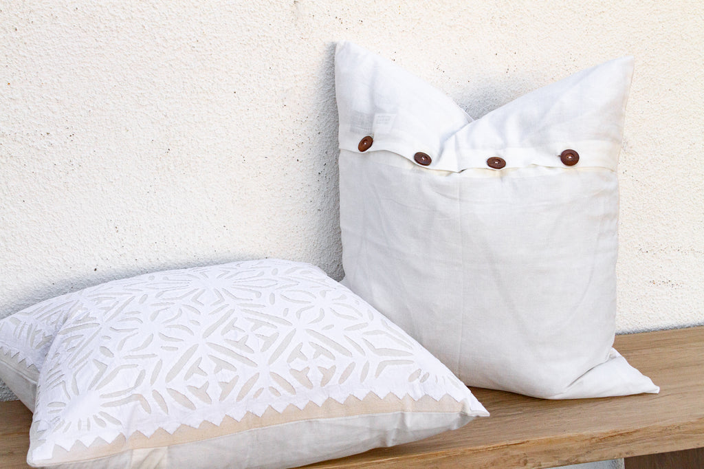 Ivory Flora, Pair of Appliqué Pillow Covers