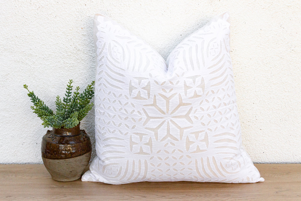 Winter Lotus Appliqué Pillow Cover
