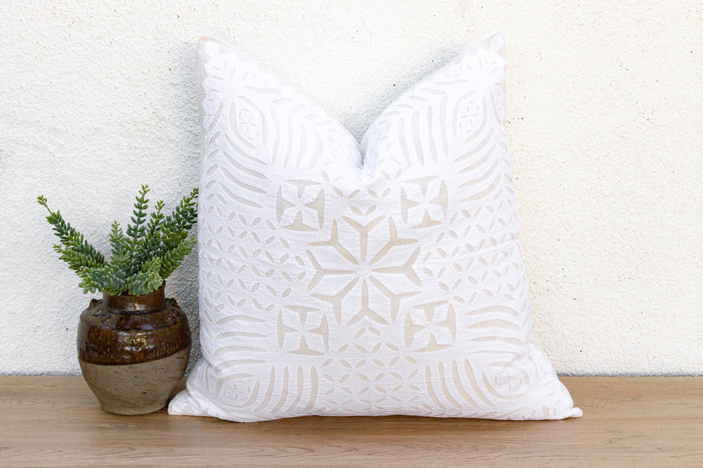 Winter Lotus Appliqué Pillow Cover