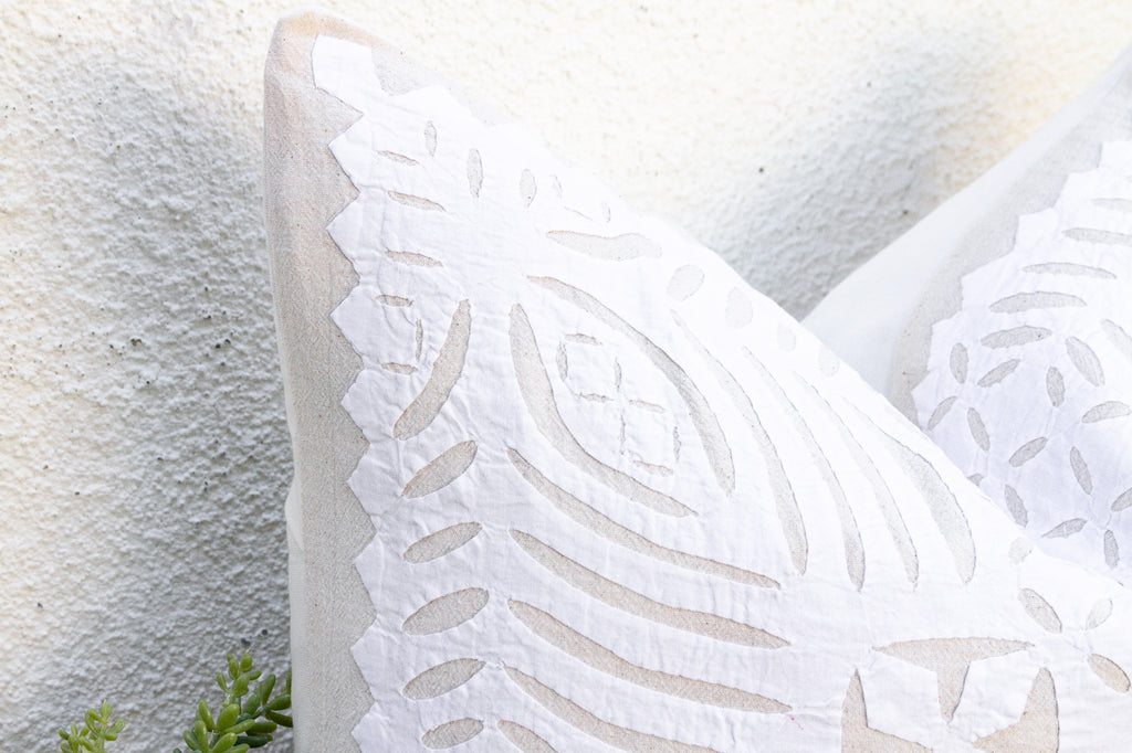 Winter Lotus Appliqué Pillow Cover