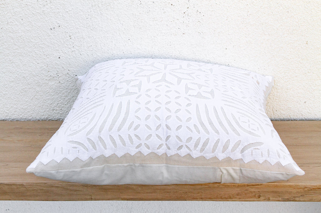 Winter Lotus Appliqué Pillow Cover