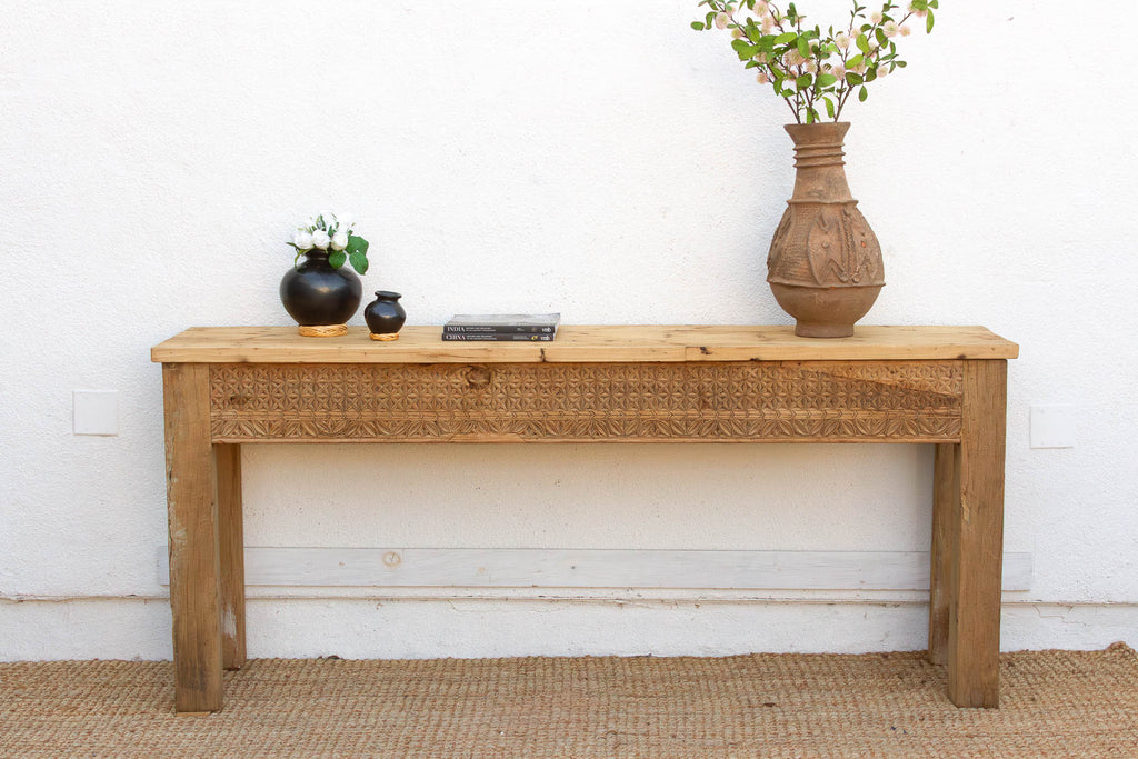 Antique Rajasthani Carved Beam Console Table (Trade)