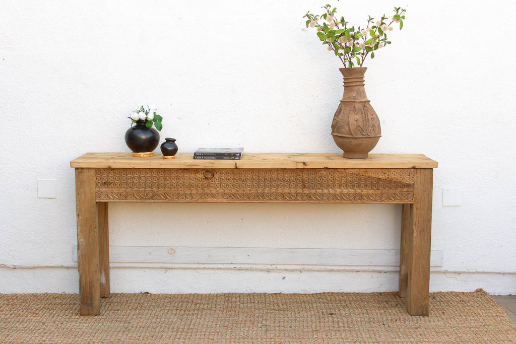 Antique Rajasthani Carved Beam Console Table (Trade)