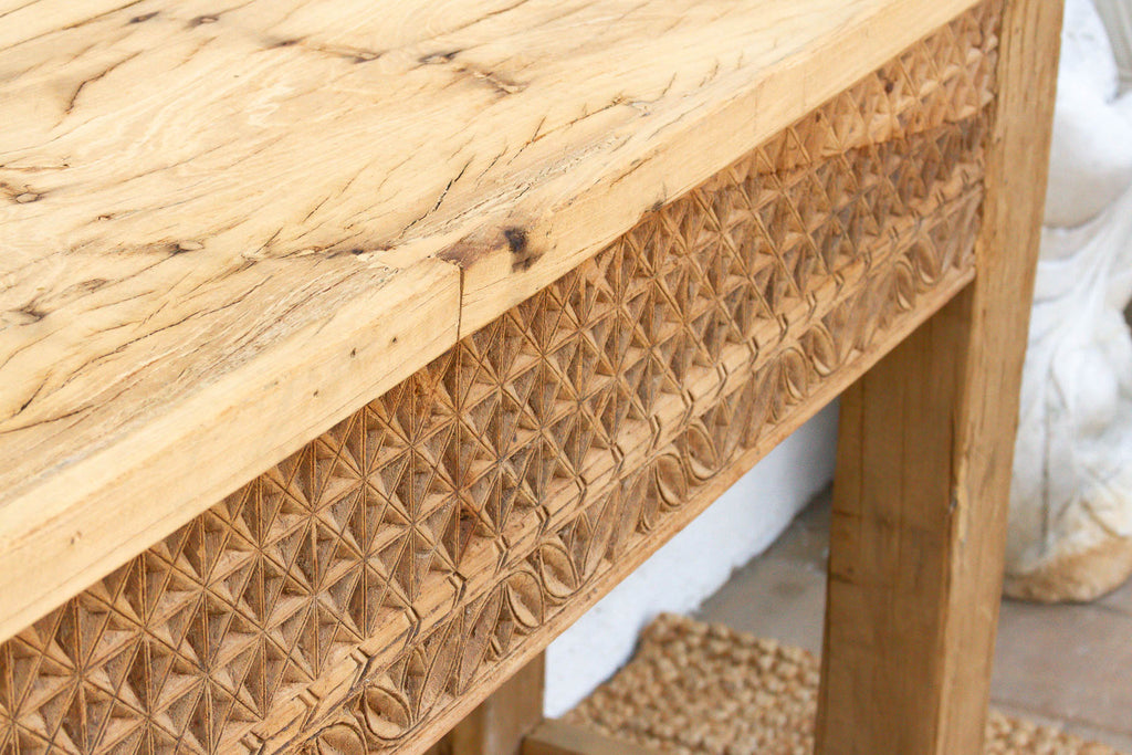 Antique Rajasthani Carved Beam Console Table (Trade)