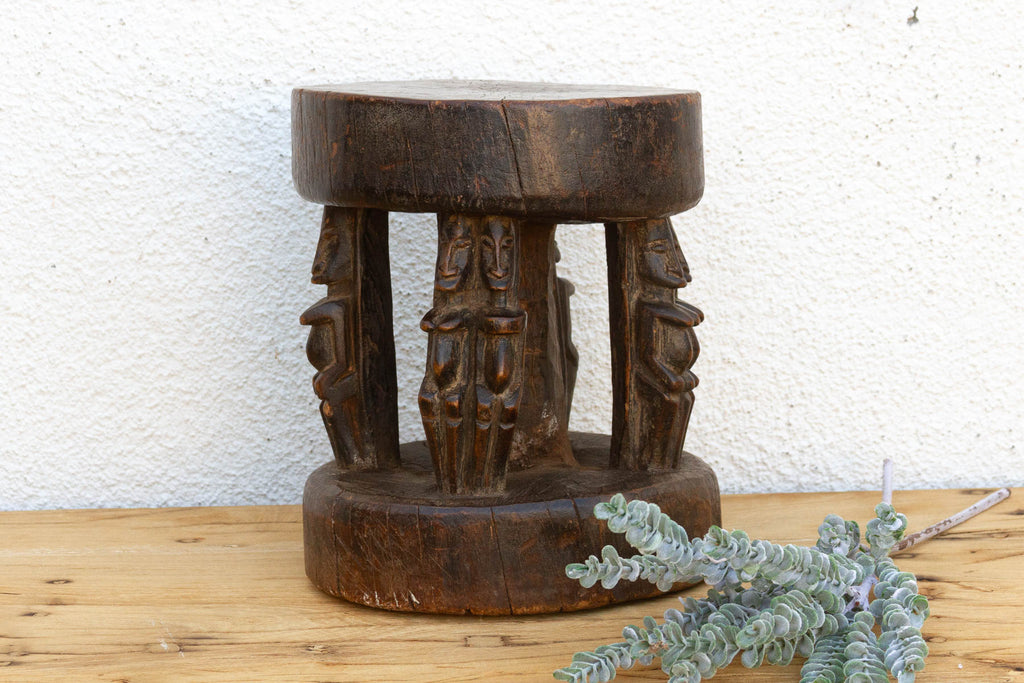 Petite Antique Bamum Carytid Stool (Trade)