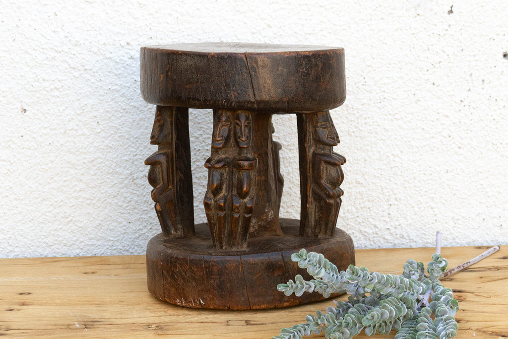 Petite Antique Bamum Carytid Stool (Trade)