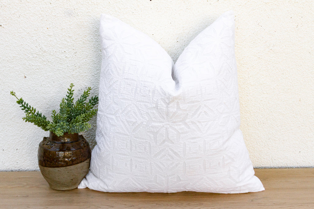 Snow Lotus Appliqué Pillow Cover