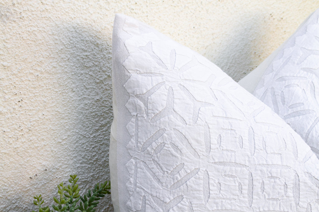 Snow Lotus Appliqué Pillow Cover