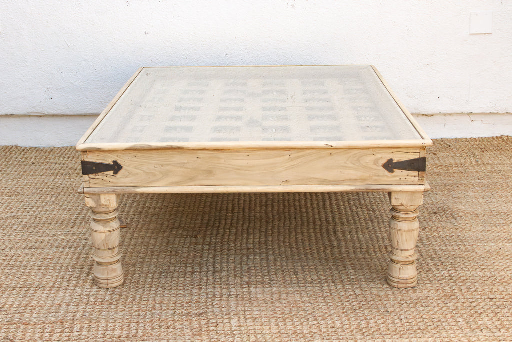 Antique Carved Lotus Ceiling Panel Coffee Table