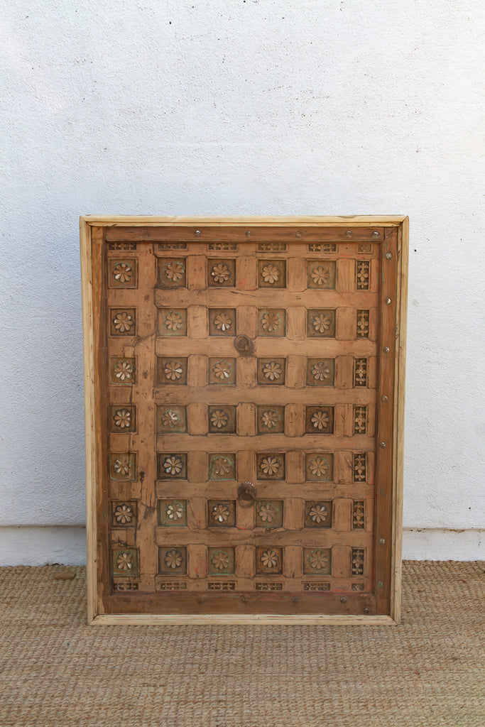 Antique Carved Lotus Ceiling Panel Coffee Table