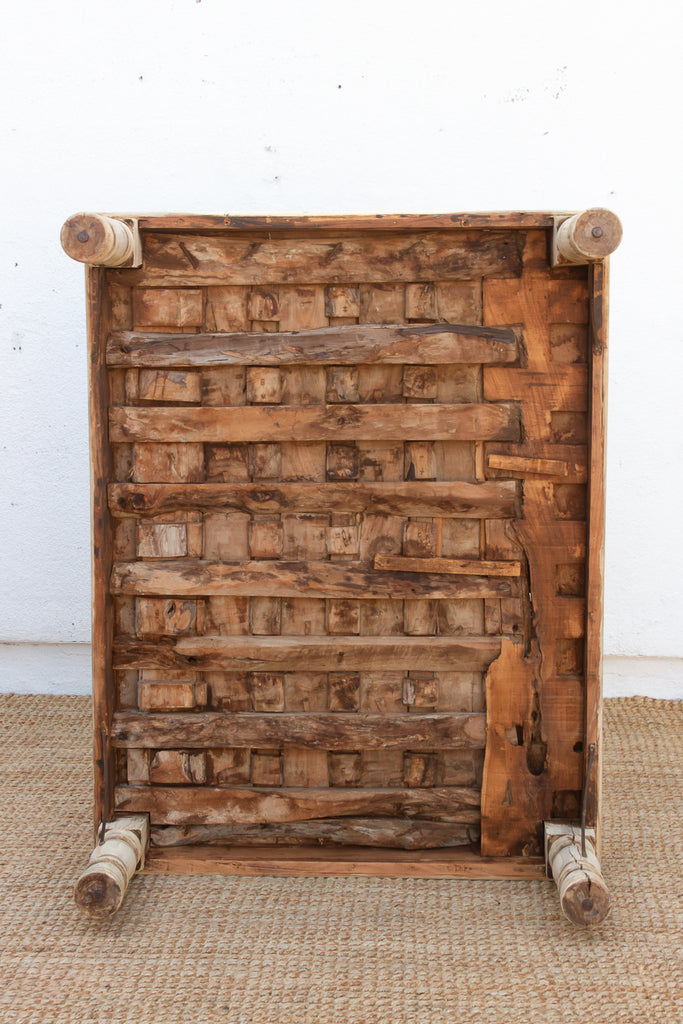Antique Carved Lotus Ceiling Panel Coffee Table