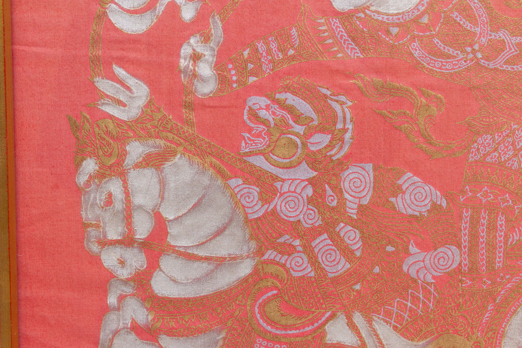 Framed Vintage Thai Temple Procession Art