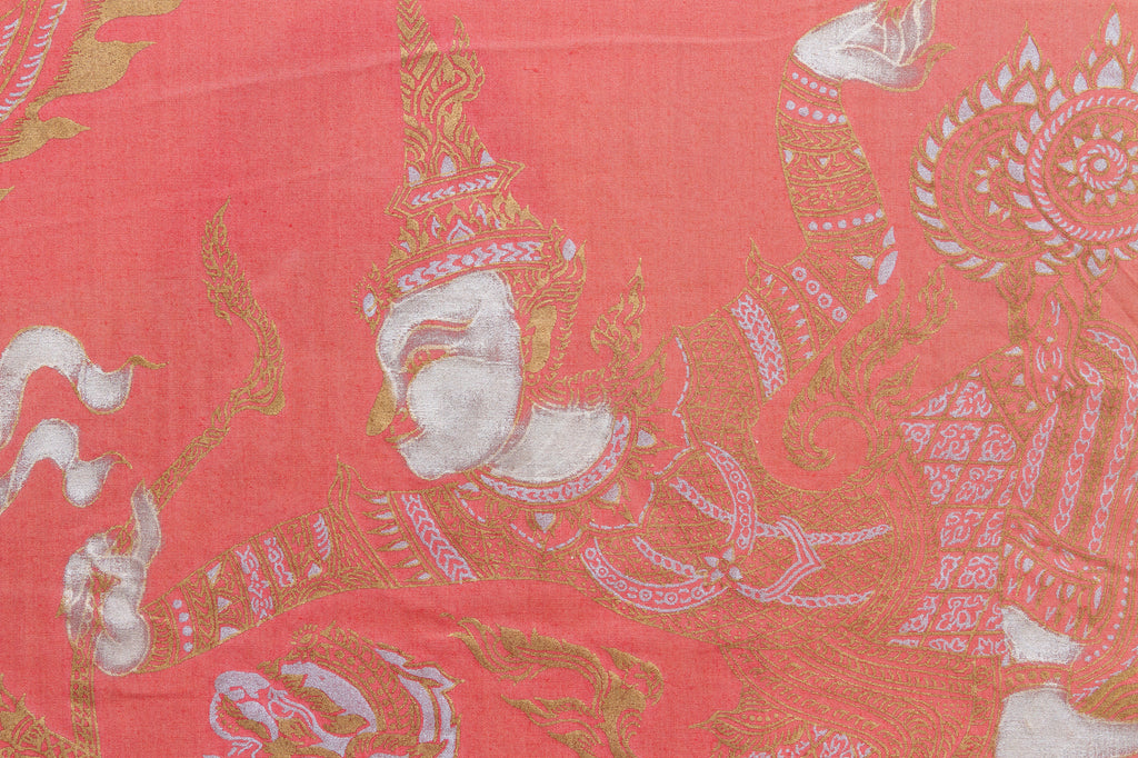 Framed Vintage Thai Temple Procession Art