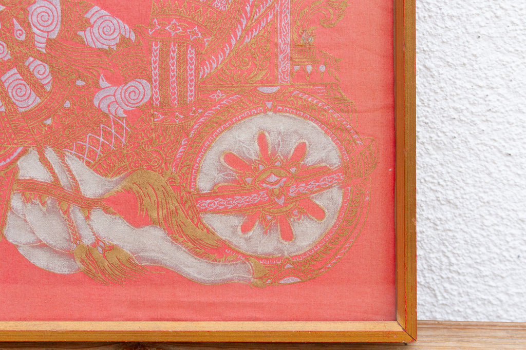 Framed Vintage Thai Temple Procession Art