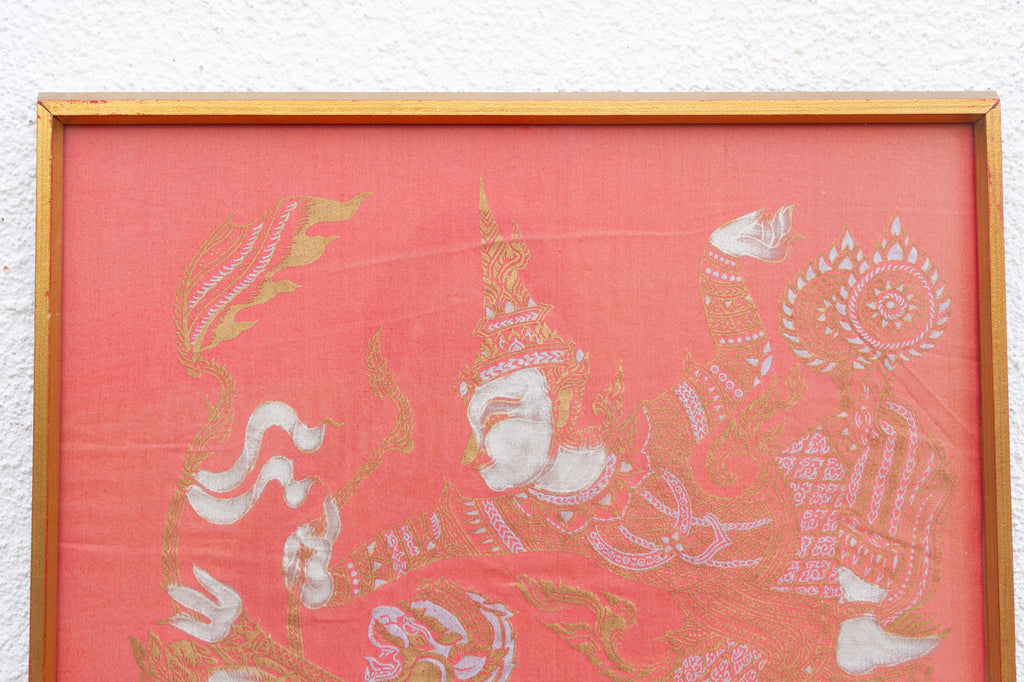 Framed Vintage Thai Temple Procession Art