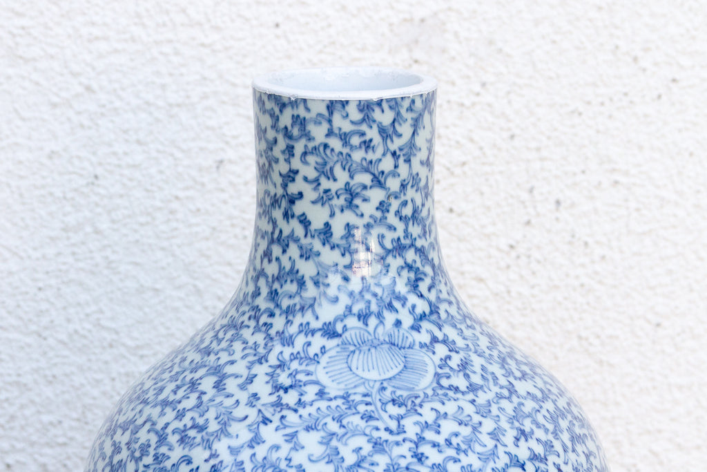 Blue & White Qinghua Floral Vase