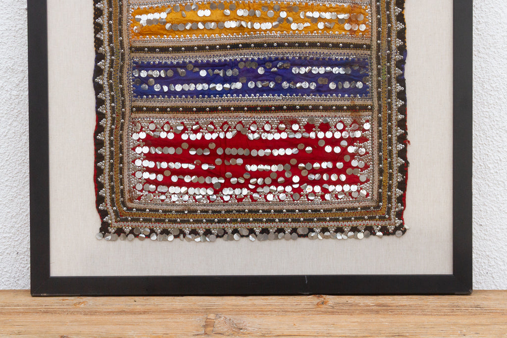 Framed Antique Colorful Kuchi Dress Panel