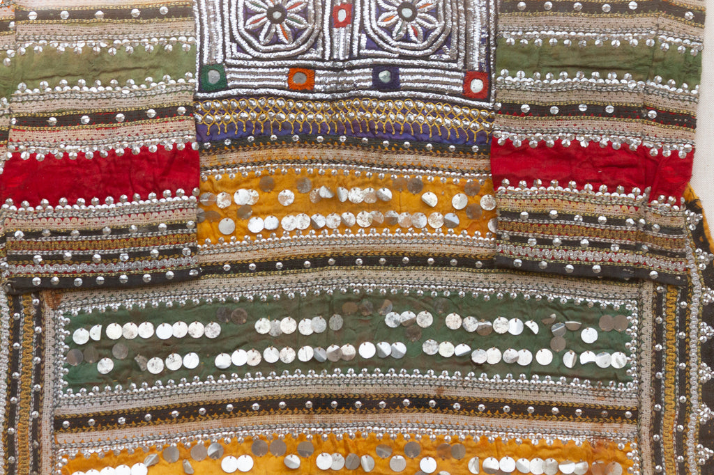 Framed Antique Colorful Kuchi Dress Panel