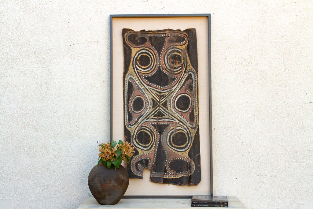 Large Framed Vintage Bark Painting Wall Art