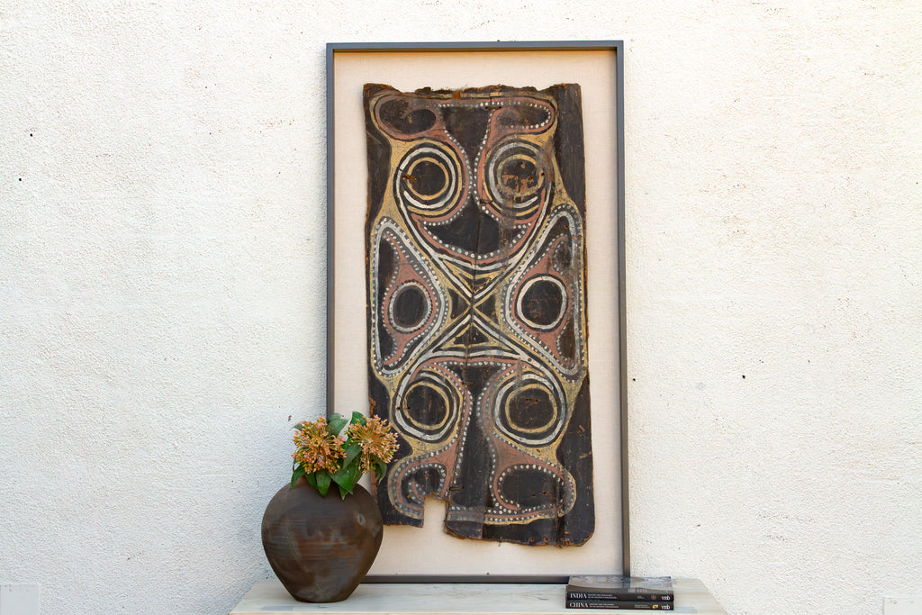 Large Framed Vintage Bark Painting Wall Art