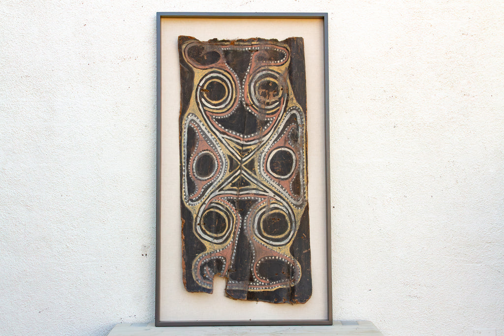 Large Framed Vintage Bark Painting Wall Art