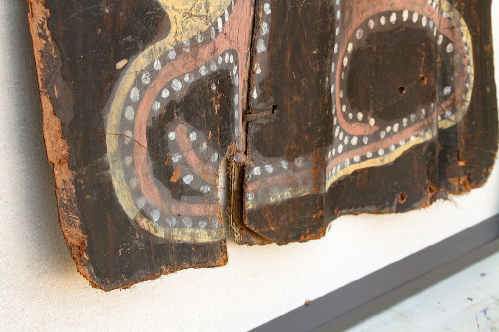 Large Framed Vintage Bark Painting Wall Art