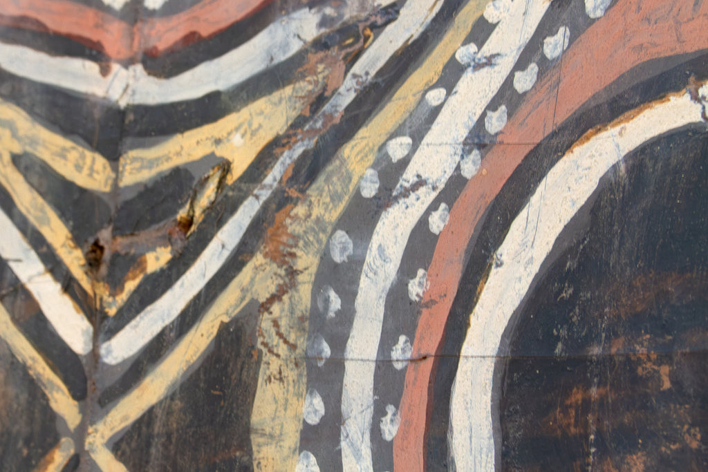 Large Framed Vintage Bark Painting Wall Art