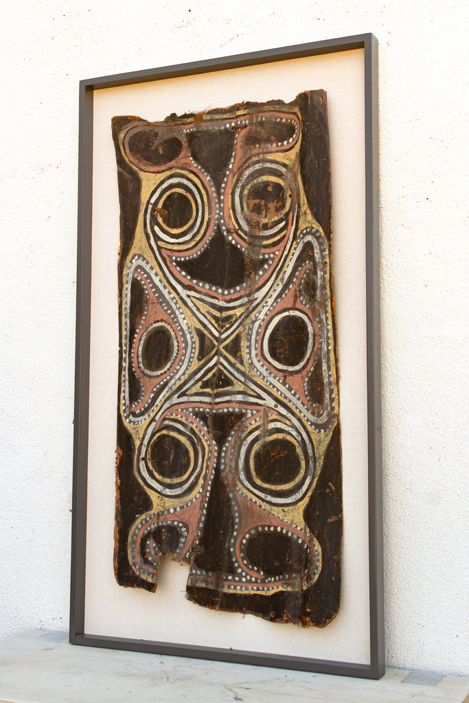 Large Framed Vintage Bark Painting Wall Art