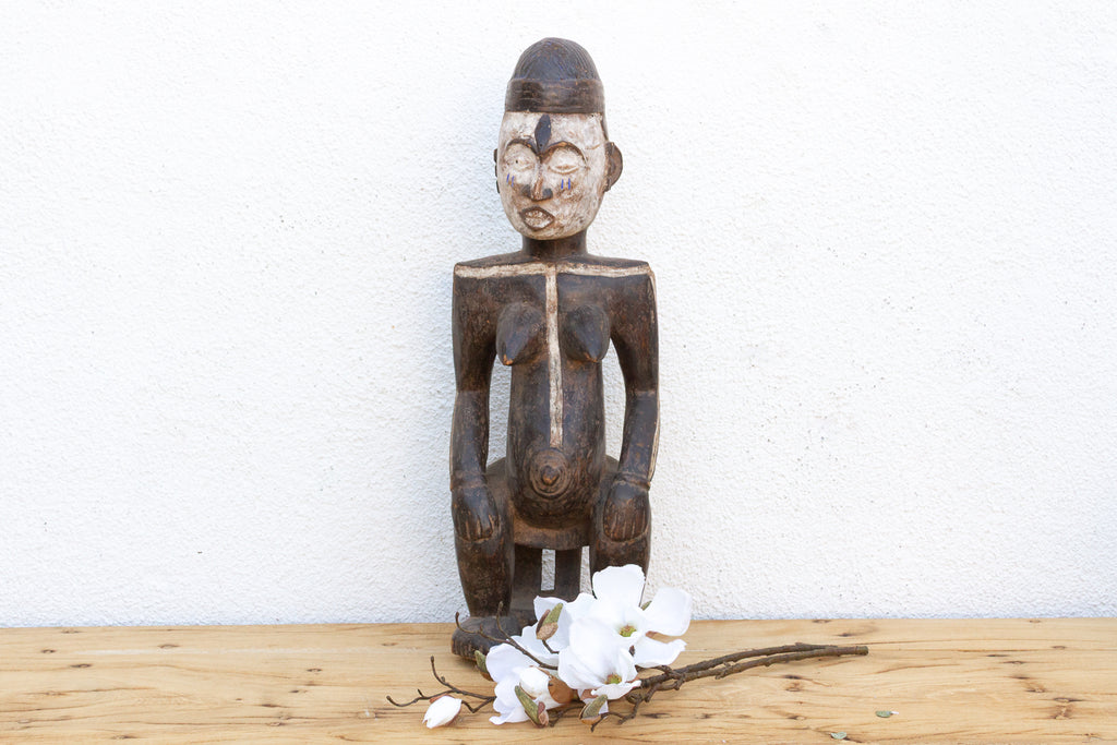 Antique Painted Idoma Seated Female Figure (Trade)