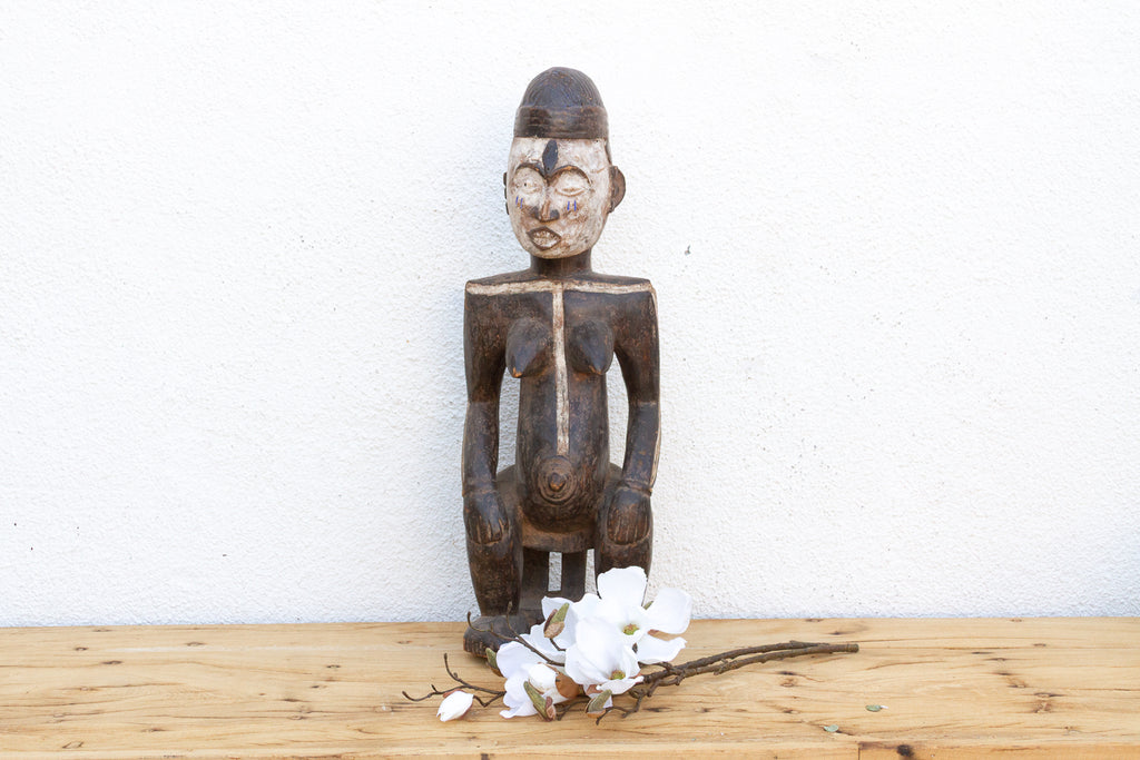 Antique Painted Idoma Seated Female Figure (Trade)