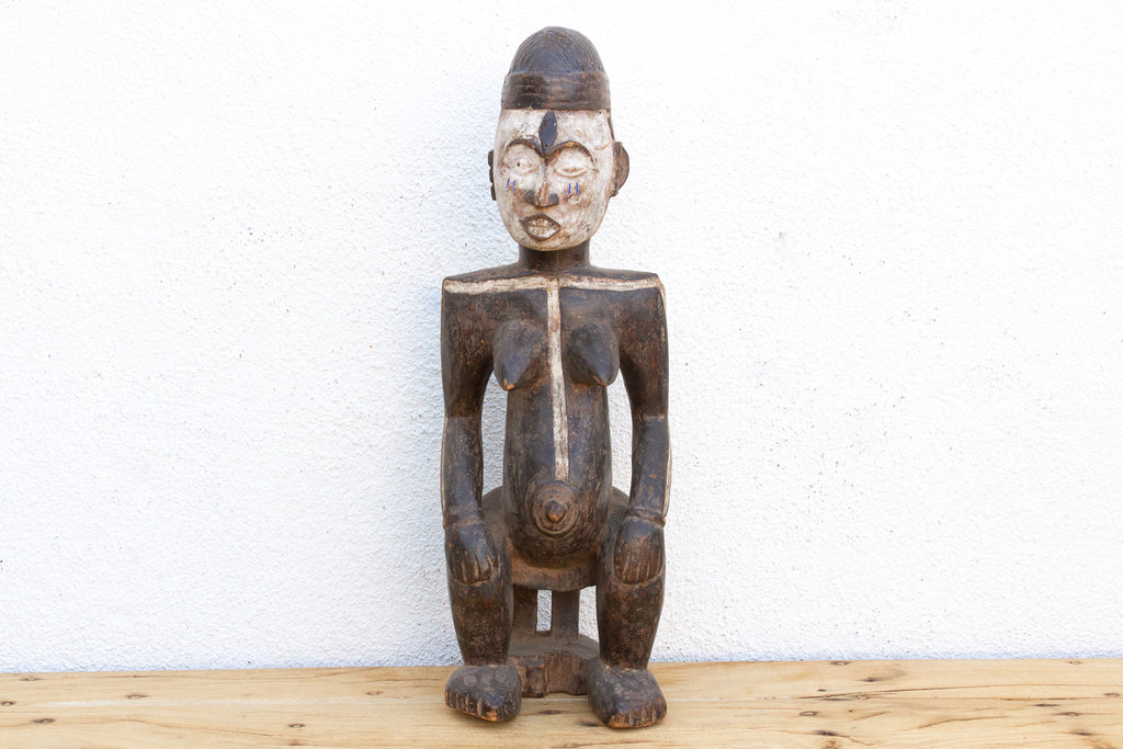Antique Painted Idoma Seated Female Figure (Trade)