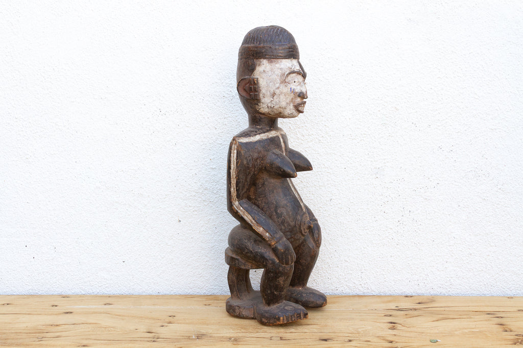Antique Painted Idoma Seated Female Figure (Trade)