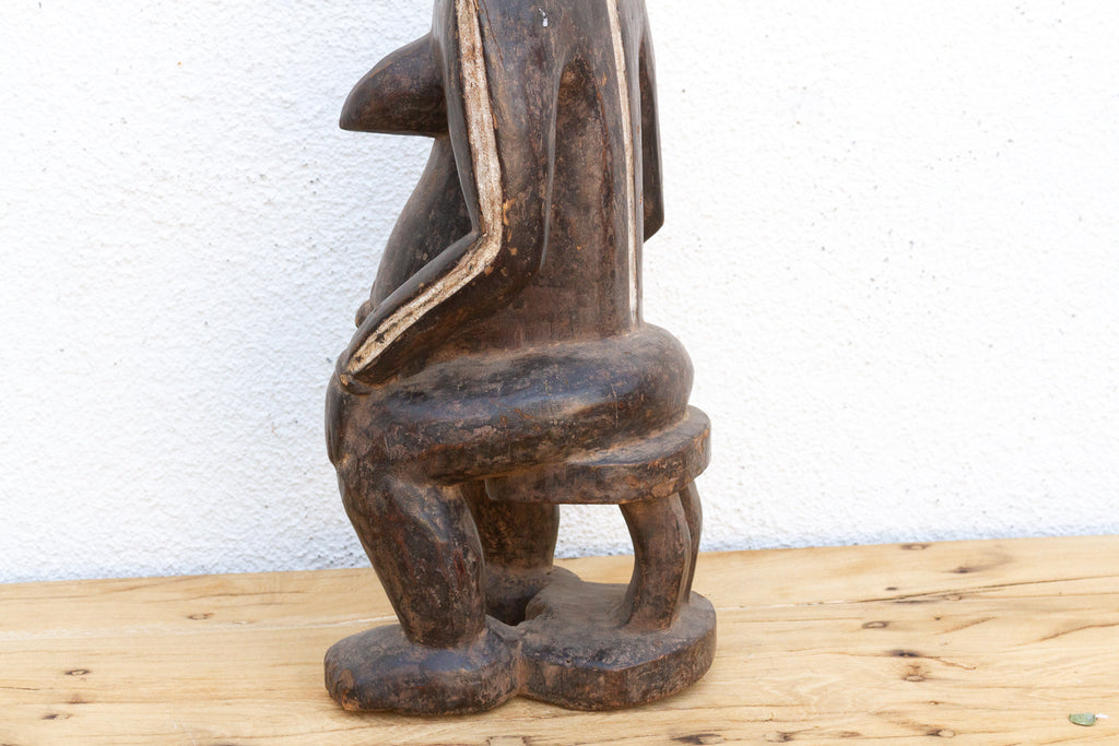 Antique Painted Idoma Seated Female Figure (Trade)