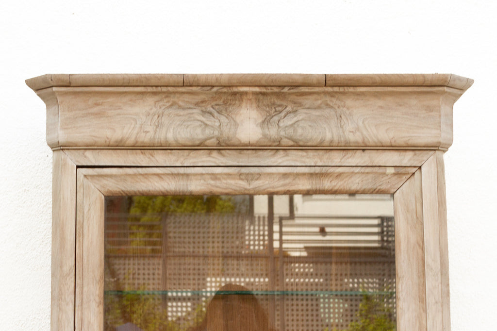 Antique French Louis Philippe Bleached Walnut Glass Bookcase