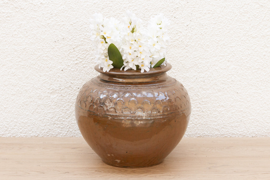 Vintage Martaban Brown Glazed Stoneware Pot
