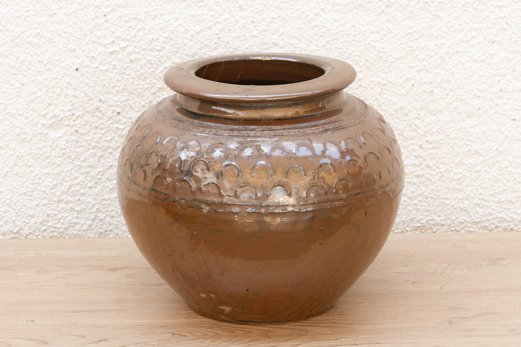 Vintage Martaban Brown Glazed Stoneware Pot